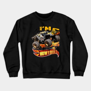 6Th Birthday Boy Monster Truck 6 Years Old For Kids Crewneck Sweatshirt